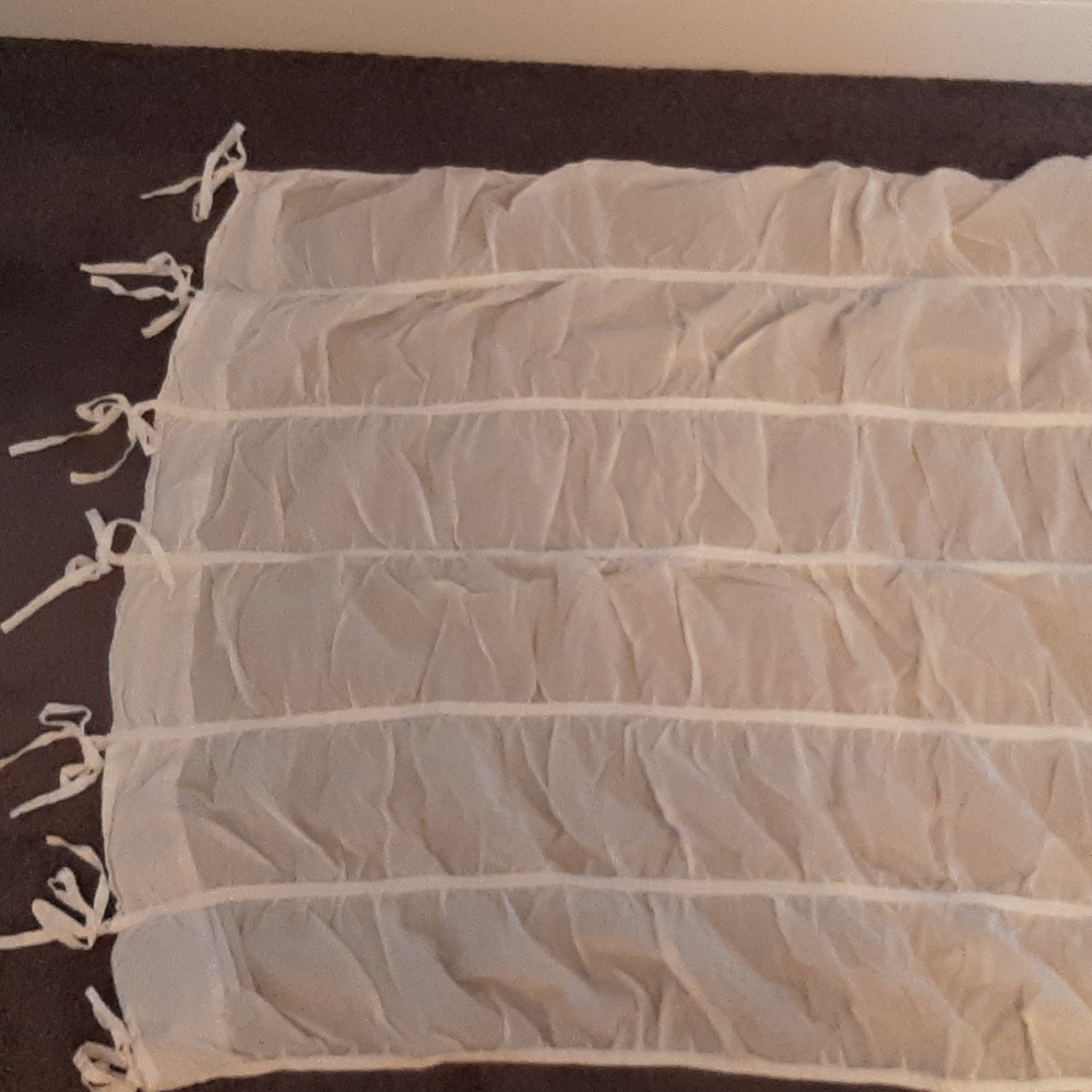 Set of 2 - 58" tie top PB Teen ruched white curtains